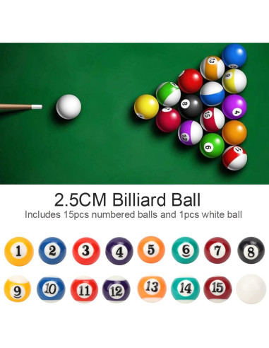 Juego de Bolas de Billar Mini 16PCS Haosie 2.5cm Resina