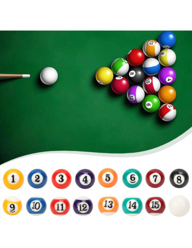 Juego de Bolas de Billar Mini 16PCS Haosie 2.5cm Resina