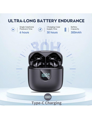 Auriculares Inalámbricos Bluetooth 5.3 Nyctine con Estuche LED