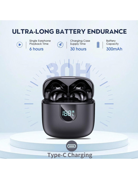 Auriculares Inalámbricos Bluetooth 5.3 Nyctine con Estuche LED