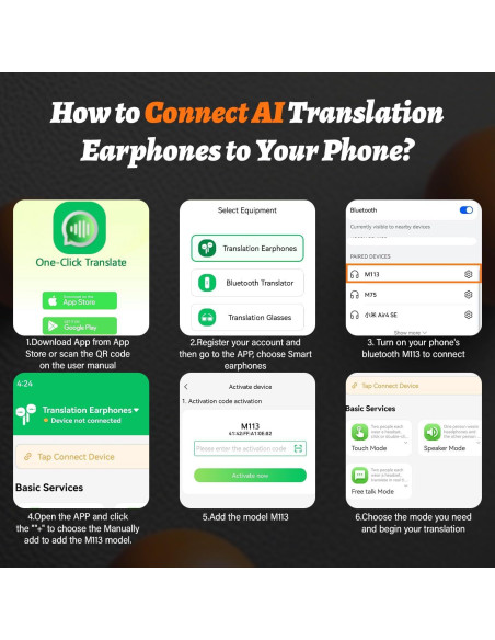 Auriculares Traductores HXRKDEV 3 en 1, 150 Idiomas, Negro