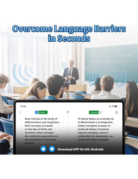 Auriculares Traductores HXRKDEV 3 en 1, 150 Idiomas, Negro