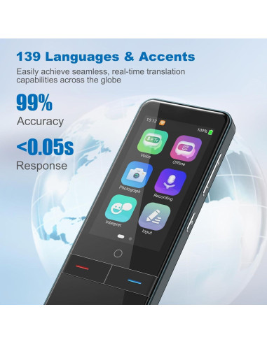 Traductor de Idiomas Portátil Ceymoal Azul 139 Idiomas