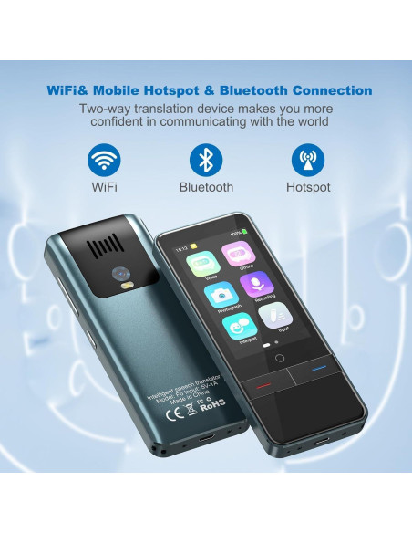 Traductor de Idiomas Portátil Ceymoal Azul 139 Idiomas