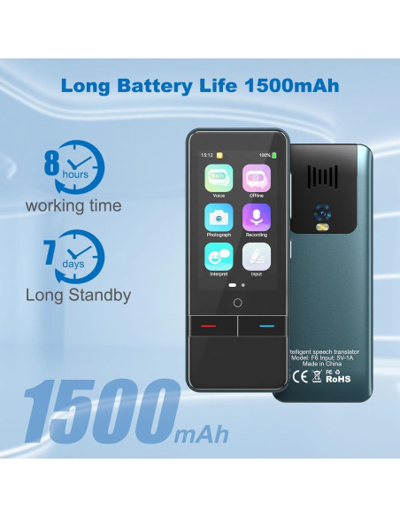 Traductor de Idiomas Portátil Ceymoal Azul 139 Idiomas