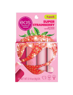 Set de Regalo Bálsamo Labial eos Fresa Super - Hidratante 4 Piezas