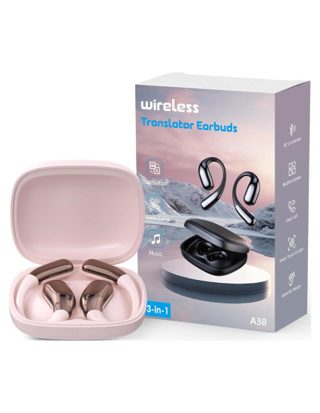 Auriculares Traductores AI Genérico A38 Rosa 144 Idiomas