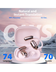 Auriculares Traductores AI Genérico A38 Rosa 144 Idiomas 2