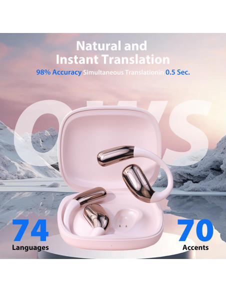 Auriculares Traductores AI Genérico A38 Rosa 144 Idiomas