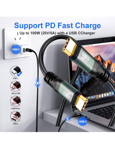 Cable USB-C a USB-C YOTETION 12m 4K@60Hz 100W Carga Rápida