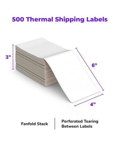Rollo de Etiquetas Térmicas 4x6 Rollo - 500 Plegadas Adhesivas