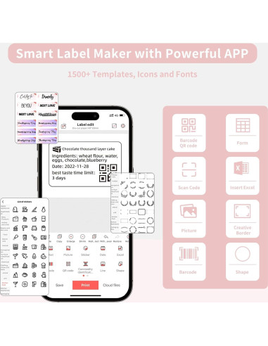 Impresora de Etiquetas Térmica Bluetooth P50 Rosa 40x30mm