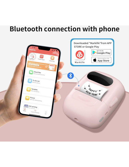 Impresora de Etiquetas Térmica Bluetooth P50 Rosa 40x30mm Impresora de Etiquetas Térmica Bluetooth P50 Rosa 40x30mm