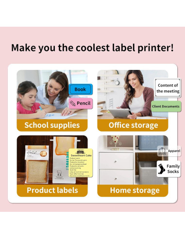 Impresora de Etiquetas Térmica Bluetooth P50 Rosa 40x30mm