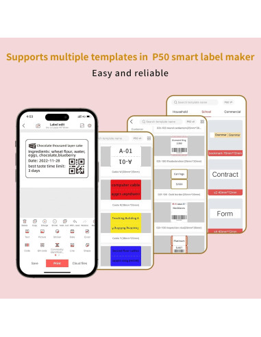 Impresora de Etiquetas Térmica Bluetooth P50 Rosa 40x30mm
