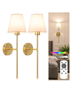 Conjunto de 2 Apliques de Pared NIORSUN Dorados Recargables