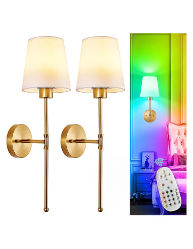 Aplique de Pared Inalámbrico Depuley - Juego de 2 Luces LED Doradas