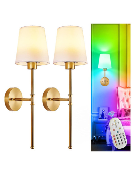 Aplique de Pared Inalámbrico Depuley - Juego de 2 Luces LED Doradas