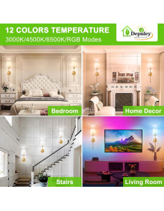 Aplique de Pared Inalámbrico Depuley - Juego de 2 Luces LED Doradas 2