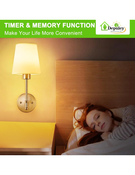 Aplique de Pared Inalámbrico Depuley - Juego de 2 Luces LED Doradas