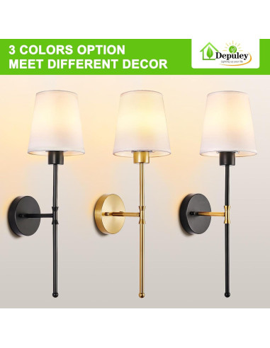 Aplique de Pared Inalámbrico Depuley - Juego de 2 Luces LED Doradas