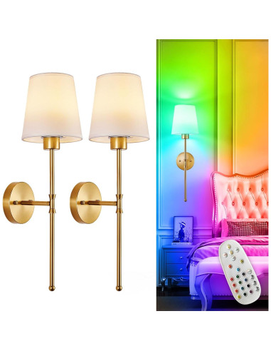 Aplique de Pared Inalámbrico Depuley - Juego de 2 Luces LED Doradas