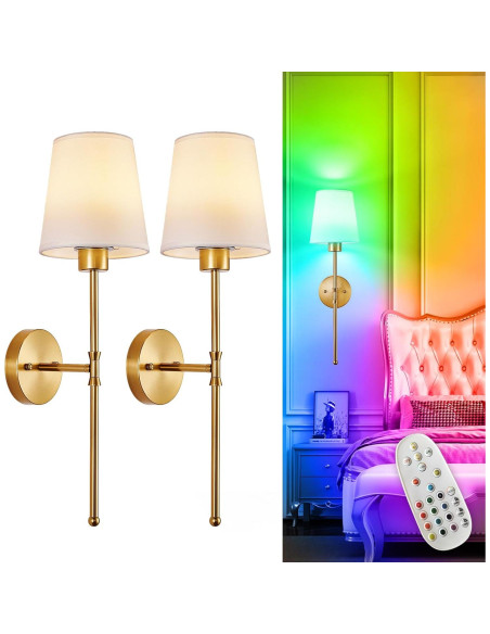 Aplique de Pared Inalámbrico Depuley - Juego de 2 Luces LED Doradas