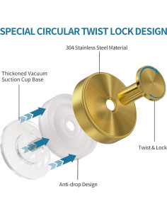 Ganchos de Ventosa Deluwire 2 PCS Oro para Baño y Cocina 2