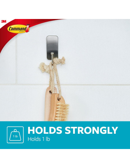 Ganchos de Baño Command BATH33-SN-ES, Niquel Satinado, 4 Piezas