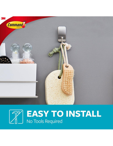 Ganchos de Baño Command BATH33-SN-ES, Niquel Satinado, 4 Piezas