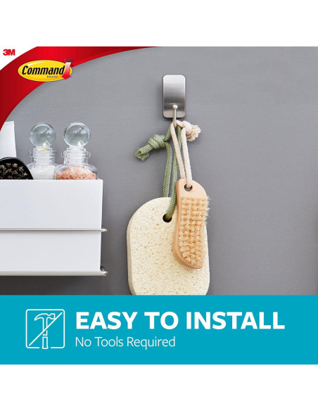 Ganchos de Baño Command BATH33-SN-ES, Niquel Satinado, 4 Piezas