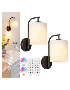 Juego de 2 Apliques de Pared Inalámbricos MATAMEYE Negro