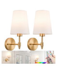 Juego de 2 Apliques de Pared Inalámbricos Slywise Dorados