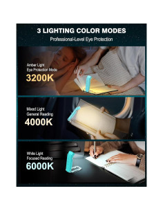 Luz de libro recargable USB LUOLEDE con 3 colores y 5 brillos 2