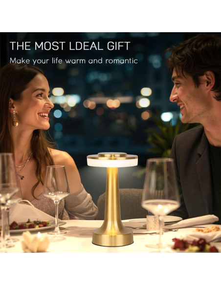 Lámpara de Mesa LED Inalámbrica JHPGEOE Dimmable 3 Colores