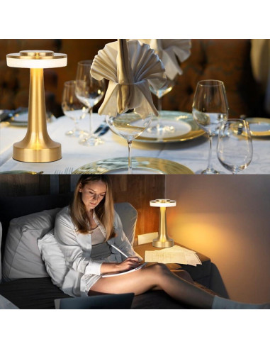 Lámpara de Mesa LED Inalámbrica JHPGEOE Dimmable 3 Colores