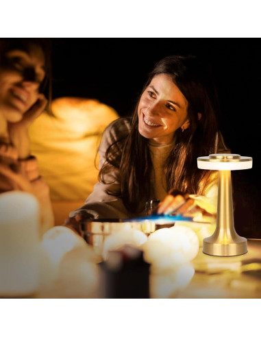 Lámpara de Mesa LED Inalámbrica JHPGEOE Dimmable 3 Colores
