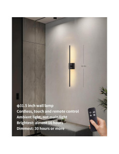 Apliques de Pared Inalámbricos KDG Set de 2 LED 80 cm Negro 2