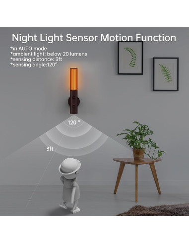 Luz Nocturna LED Koopala con Sensor de Movimiento, Batería Recargable, 3 Modos y 3 Brillos