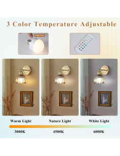 Aplique de Pared Inalámbrico LAPMUNG Ámbar 2 Paquete LED 2