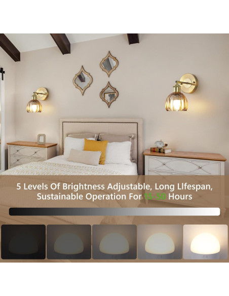 Aplique de Pared Inalámbrico LAPMUNG Ámbar 2 Paquete LED