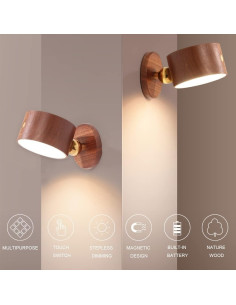 Aplique de Pared LED Inalámbrico Sapele con Carga USB 2