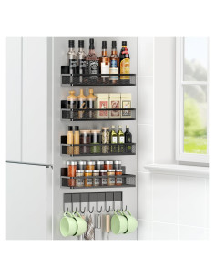 Estante de Especias Magnético Housmile 5 Paquetes Metal Negro