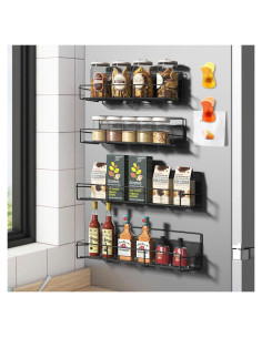 Organizador de Especias Magnético Zyerch - 4 Estantes, Negro