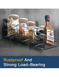 Organizador de Especias Magnético Zyerch - 4 Estantes, Negro 2