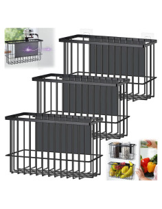 Set de 3 Organizadores Magnéticos para Refrigerador Menkxi Negro