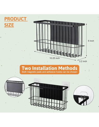 Set de 3 Organizadores Magnéticos para Refrigerador Menkxi Negro