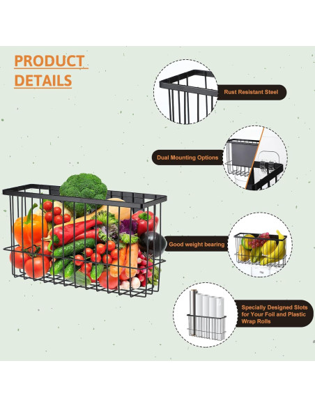 Set de 3 Organizadores Magnéticos para Refrigerador Menkxi Negro