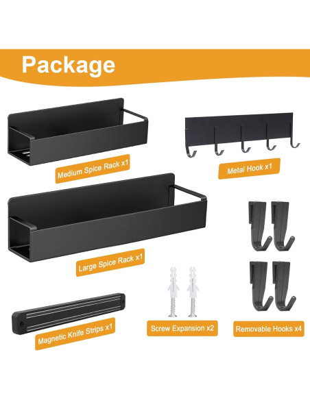 Estantes Magnéticos para Especias SUNHEARTH - Paquete de 4 Estantes Magnéticos para Especias SUNHEARTH - Paquete de 4