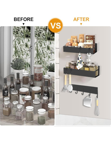 Estantes Magnéticos para Especias SUNHEARTH - Paquete de 4